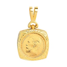 Tsar Gold 5-ruble Coin Pendant with Engraving. Special Order
