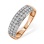 Ring of Three Rows of Hand-set Diamonds. Hypoallergenic 585 Rose Gold, Rhodium Detailing