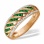 Venetian Style Emerald and Diamond Ring. Hypoallergenic Cadmium-free 585 (14K) Rose Gold