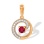 Circle Pendant with Diamond and Ruby Tendril. Hypoallergenic Cadmium-free 585 (14K) Rose Gold