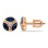 Marquise-shaped Sapphire and Round Diamond Studs. Hypoallergenic 585 (14K) Rose Gold, Screw Backs