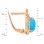 Earrings with Turquoise Cabochon in Diamond Frame. Hypoallergenic Cadmium-free 585 (14K) Rose Gold. View 2
