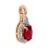 Ruby and Diamond Pendant with Nostalgic Motif. Hypoallergenic Cadmium-free 585 (14K) Rose Gold. View 2
