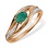 Ring with Oval Emerald and Diamond Accents. Hypoallergenic Cadmium-free 585 (14K) Rose Gold