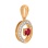 Circle Pendant with Diamond and Ruby Tendril. Hypoallergenic Cadmium-free 585 (14K) Rose Gold. View 2