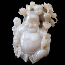 Blue chalcedony figurine "Laughing Buddha"