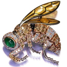 Faberge era-inspired brooch "Gold Flea"