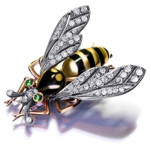 Faberge era-inspired brooch "A Gold Bee"