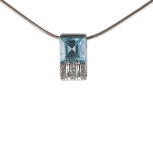 Blue Topaz and CZ Slide Pendant. Hypoallergenic 585 (14K) White Gold