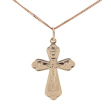 Orthodox Cross Pendant. Certified 585 (14kt) Rose Gold