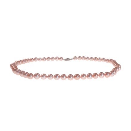 Pink Pearl Strand: 7-7.5mm. Clasp: 14kt White Gold