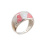 Mother-of-Pearl & Coral Hefty Ring. 925 Hypoallergenic Silver