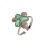 Floral Motif Faux Emerald and CZ Ring. 585 (14K) White Gold