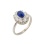 A Faux Sapphire with CZ Halo Ring. 925 Hypoallergenic Silver