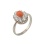 Tasman Sea Coral with CZ Halo Silver Ring. 925 Hypoallergenic Silver