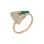Faux emerald rose and white gold ring
