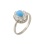 Turquoise CZ Halo Ring. 925 Hypoallergenic Silver
