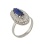 Faux Sapphire & CZ Silver Ring