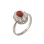 Mediterranean Coral in CZ Halo Ring. Hypoallergenic 925 Silver