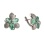 Floral Motif Faux Emerald Earrings. Palladium White Gold