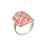 Coral Squared Shield Ring. Hypoallergenic 925 Silver