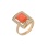 Salmon Coral & CZ Gold Ring