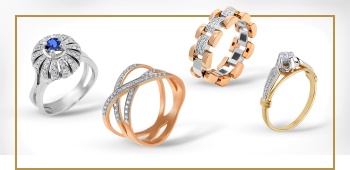 Diamond Rose and White Gold Rings