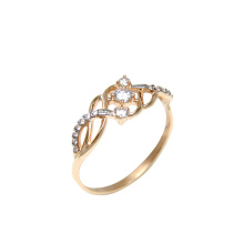 Swarovski CZ 3 Centers Ring. 585 (14kt) Rose Gold, Rhodium Detailing