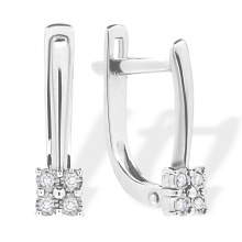 Kids' and Teens' Diamond Geomertic Earrings. Certified 585 (14kt) White Gold, Rhodium Finish