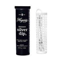 Silver Flatware Instant Cleaner. Jar with Dip Basket