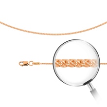 Wheat-link Solid Rose Gold Chain, 1.65mm Wide. Diamond-cut Tested 14kt (585) Rose Gold