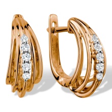 Magnificent Earrings with Graduated Diamonds. Hypoallergenic 585 Rose Gold, Rhodium Detailing
