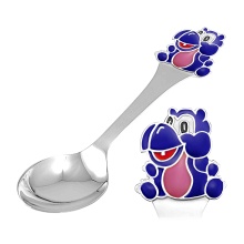 Kids' Silver Tableware. Antimicrobial Blackened 925/999 Silver. Child  Silver Spoon with Embossed Baby Girl