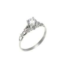 Swarovski CZ Openwork Gallery Ring. Certified 585 (14kt) White Gold
