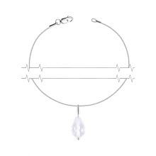 Necklace with Twirling Mystic Rock-Crystal. Hypoallergenic Certified 925 Silver, Rhodium