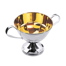 Silver Sugar Bowl. 'Amalia' Series. Hypoallergenic 925 Silver, 999 (24kt) Gold Plating