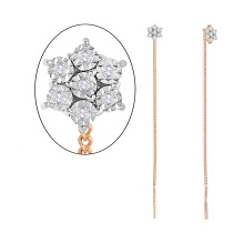 Diamond Snowflake Chain Earrings. 585 (14kt) Rose Gold, Rhodium Detailing