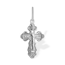 'Let God Arise' Orthodox Cross. 925 Silver with Rhodium Plating