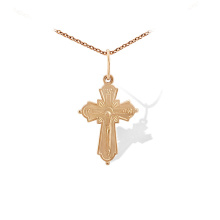 Four-Pointed Passion Cross. Certified 585 (14kt) Rose Gold