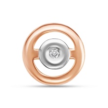 Diamond Slide Pendant 'A Spirit of Youth'. Certified 585 (14kt) Rose Gold, Rhodium Detailing