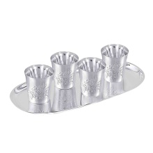 Silver Shot Glass Set for 4 Hard Drink Lovers. Hypoallergenic Antibacterial 925 Silver