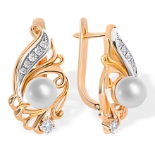 Statement White Pearl and Diamond Earrings. Tested 585 (14K) Rose and White Gold