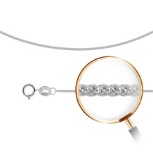 Lightweight White Gold Wheat-link Chain 1.0mm Wide. Diamont-cut Tested Solid 585 White Gold, Rhodium
