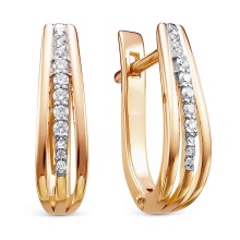 Graduated Diamond English Lock Earrings. Hypoallergenic Cadmium-free 585 (14K) Rose Gold