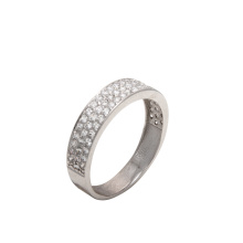 Pavé CZ Anniversary Band. Certified 585 (14kt) White Gold