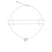 Diamond Circle-n-Bar White Gold Necklace. Adjustable 45cm to 50cm. 14kt (585) White Gold