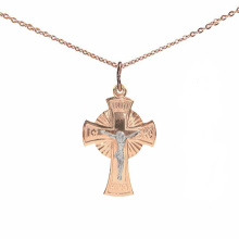 Orthodox Cross "Eternal Life". Certified 585 (14kt) Rose and White Gold