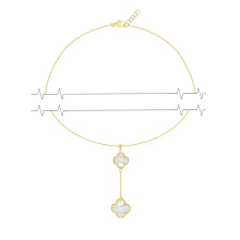 Necklace with 2 Mother-of-Pearl Quatrefoil Clovers. 585 (14kt) Yellow Gold, Vicenza Series