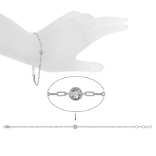 White Gold Bracelet with Illusion-set Diamond. Tested 585 (14K) White Gold, Rhodium Finish