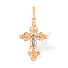 Diamond Passion Eastern Cross. Certified 585 (14kt) Rose and White Gold